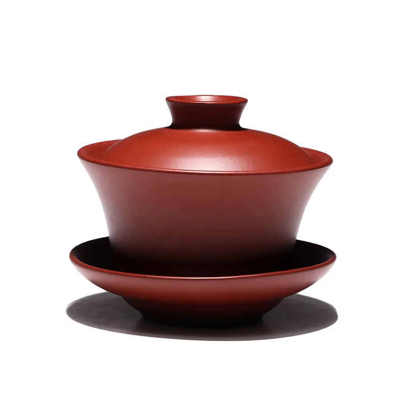 Gaiwan 210 мл, чайная чаша из натуральной фиолетовой глины, набор с крышкой и блюдцем, Исин, чайная супница, мастер-чашка, чайная посуда, посуда для напитков, контейнер для декора