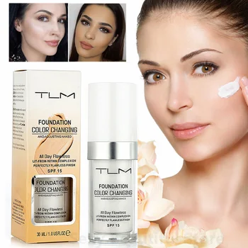 

2000pcs TLM Color Changing Foundation Makeup Base Liquid Cover Concealer Skin Care Foundation 30ML