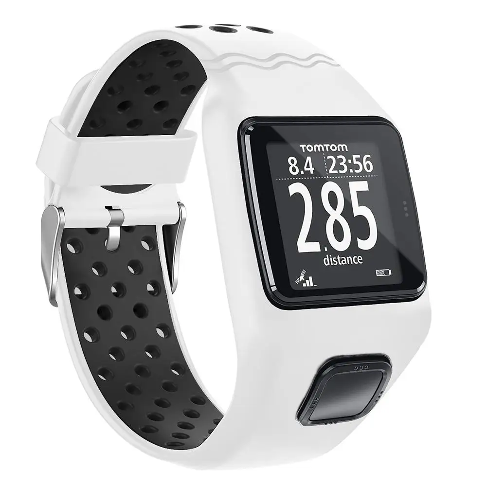 White Силиконовый сменный ремешок для часов TomTom 1 серии двухцветная повязка на запястье ремешок для TomTom мульти-кроссовки для бега 1 gps часы - Цвет ремешка: White