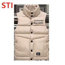 STI бренд для мужчин без рукавов утепленная куртка зима сплошной цвет вниз жилет Теплый Дикий карман удобные классические аниме панк топы