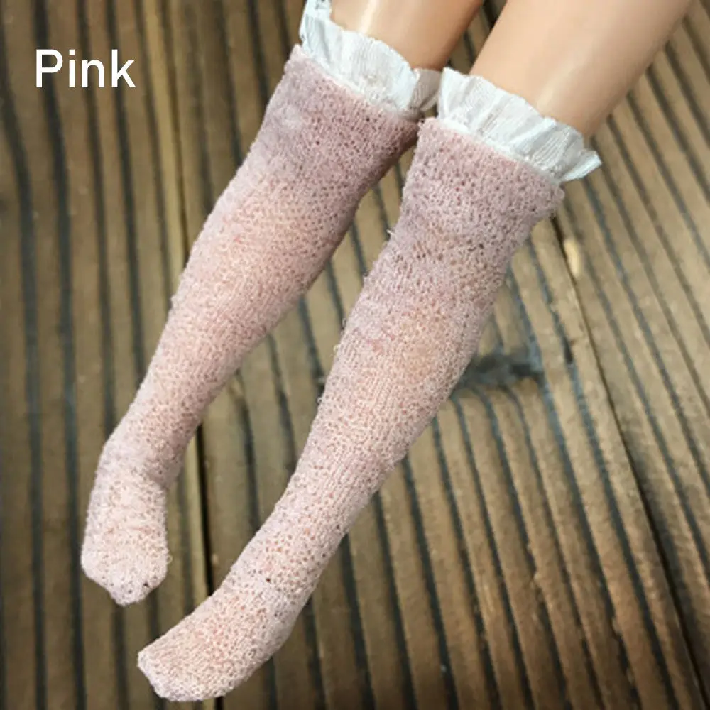 1 пара кружевных носков для кукла 1/6, чулок, одежда, аксессуары для девочек, рождественский подарок, игрушки для детей, сделай сам, BJD/SD украшение куклы - Цвет: pink