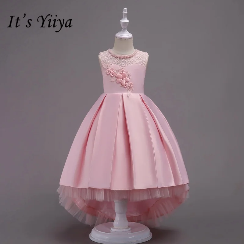 It's Yiya/Платья с цветочным узором для девочек розовые, серые, синие, ЗЕЛЕНЫЕ КРУЖЕВНЫЕ пышные платья с бантом для девочек детское праздничное платье без рукавов с круглым вырезом, 580