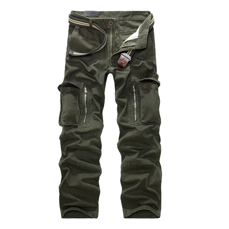 Новые военные брюки карго мужские камуфляжные тактические повседневные хлопковые брюки мужские - Цвет: Армейский зеленый