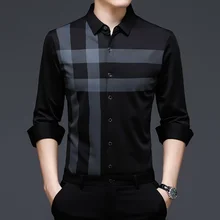 Chemise à manches longues pour homme, vêtement décontracté, Design à rayures, Style Vintage, hauts de fête d'affaires, Anti rides, printemps, automne, 2021
