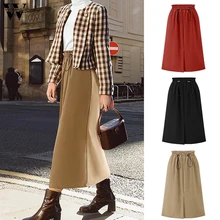 Womail, Женская юбка,, винтажная, с высокой талией, на завязках, юбка, элегантная, миди, с разрезом, прямая, вечерние, для танцев, для праздника, плюс