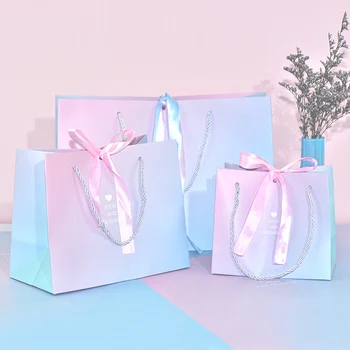 

INS Gradient Two-Color Wedding Candy Bag Gift Bag Handbag Paper Bag Wedding Gift Bag Birthday Gift Hand Hanging Cable