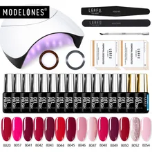 Modelones, 22 шт./лот, лампа для ногтей, Гель-лак для нейл-арта, набор, замачивается, 14 цветов, гель, Полупостоянный базовый топ, лак для ногтей, УФ-лак для ногтей