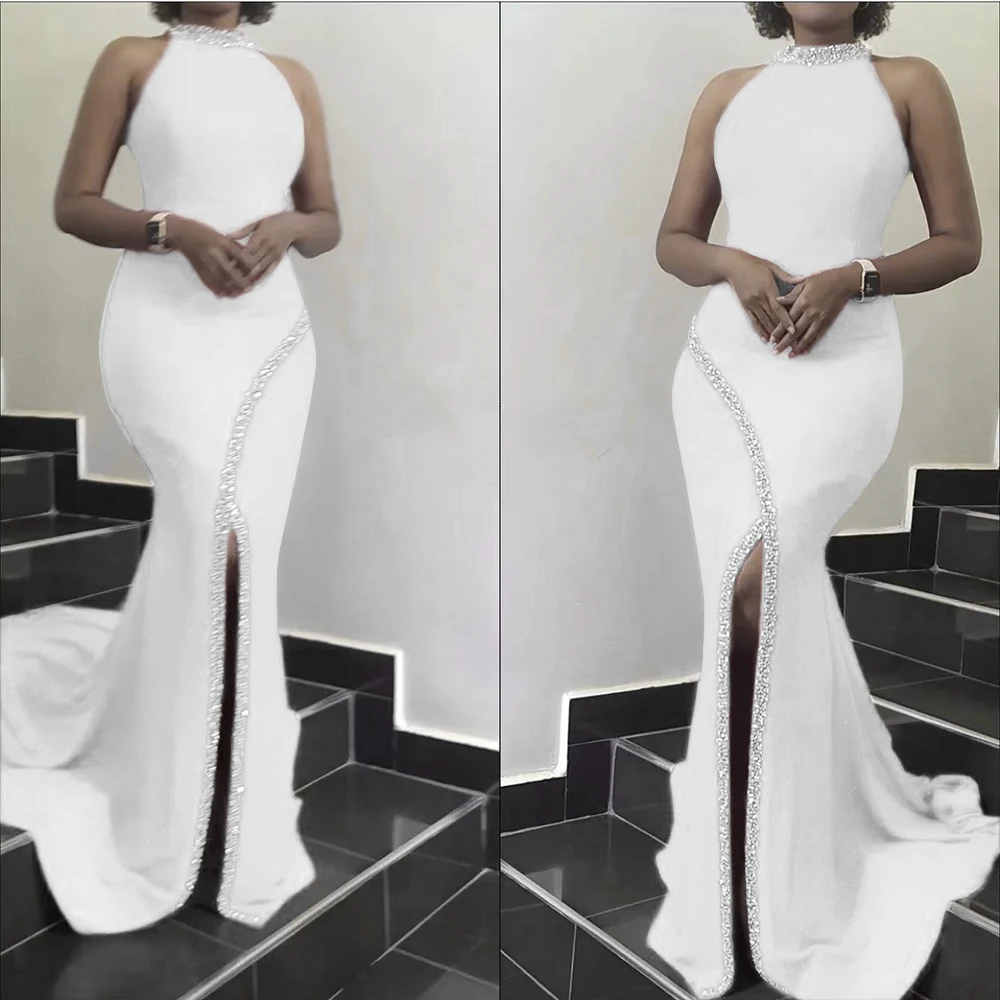 African Wedding Dresses For Women Dashiki Diamond Fashion Sexy Sleeveless Split Evening Party Long Dress Plus Size Lady Clothes african attire Africa Clothing