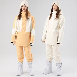 Windproof Fleece Woman Snow Set Sport Hooded Women Ski Suit Sweatshirt Pant Female Snowboard Outfit Thermal Girl Costume Clothes