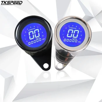 

TKSPEED Universal Digital Motorcycle LCD Screen Speedometer Odometer Techometer Fuel Gauge for 1-4 Cylinders 7 Color Backlight