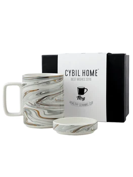 

Marble Coffee Mug Cup Porcelain Lid Set Handpainted Europe Tea Milk Ceramic Cups Mugs Creative Tazzine Caffe Wedding Gift EE5MK