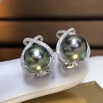 Fine Jewelry Pure 18 K Rose Gold 10-11mm Natural 10mm Tahiti Round Pearl Earrings for Women Fine Pearl Earrings 5