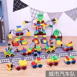 Детская Городская полиция строительные блоки игрушка Детские развивающие игрушки Собранный автомобиля 2 Детский жакет из денима для