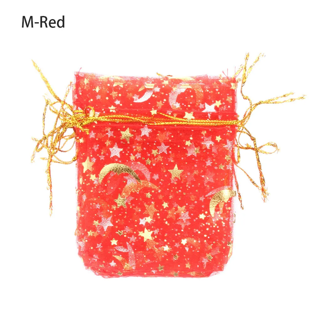 red-9x12cm 10 шт. Рождественский Подарочный шнурок мешок звезда Луна органза свадебный подарок мешок шнурок ювелирные изделия конфеты пакет вечерние украшения - Цвет: red-9x12cm
