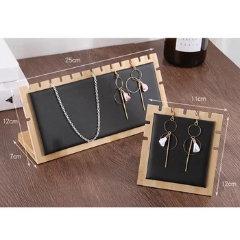 

Elegant Necklace Display Tray Bamboo Wood Jewelry Organizer Holder Plate