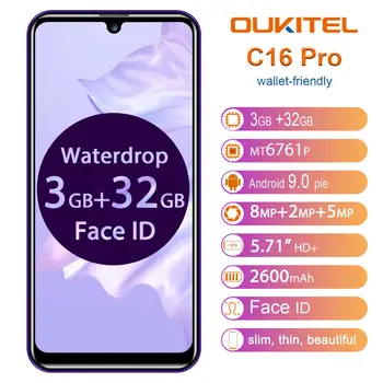 Перейти на Алиэкспресс и купить OUKITEL C16 Pro смартфон с четырёхъядерным процессором MT6761P, ОЗУ 3 ГБ, ПЗУ 32 ГБ, 5,71, 19:9, отпечаток пальца, LTE, 2600 мАч, распознавание лица, мобильный теле...