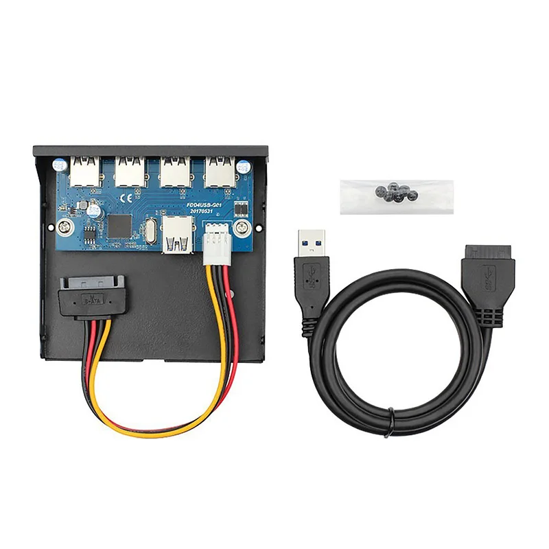 3," Передняя панель материнская плата 20Pin до 4 порта USB 3,0 концентратор адаптер Внутренний флоппи-отсек кронштейн w/SATA питания, 80 см кабель