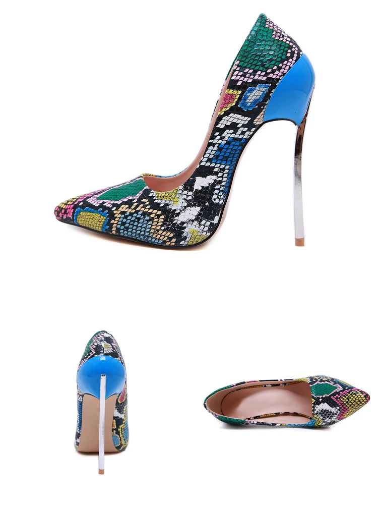 Eilyken/Новинка года; модная женская обувь; вечерние свадебные туфли со змеиным принтом; пикантные туфли-лодочки с острым носком на высоком каблуке; женская обувь; Размеры 35-42