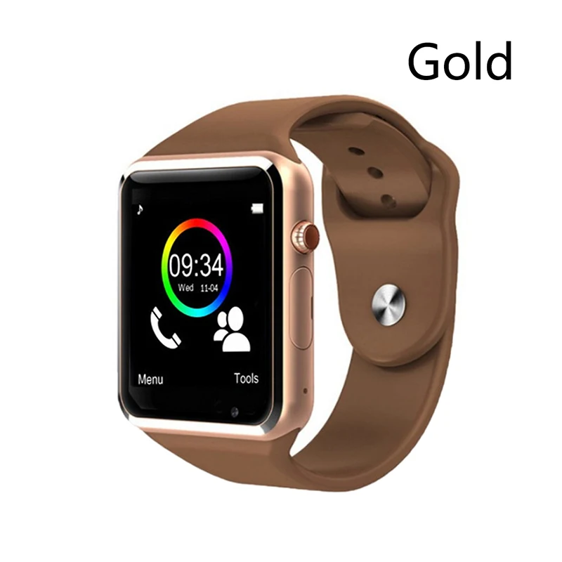 Gold Смарт-часы A1 Bluetooth наручные часы мужские спортивные Шагомер с sim-камерой водонепроницаемые Смарт-часы для Android IOS reloj inteligente - Цвет: Gold