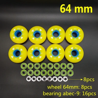 Роликовые коньки колеса 83 62 ГБ/64/68/70/72/76/80 мм - Цвет: yellow 64