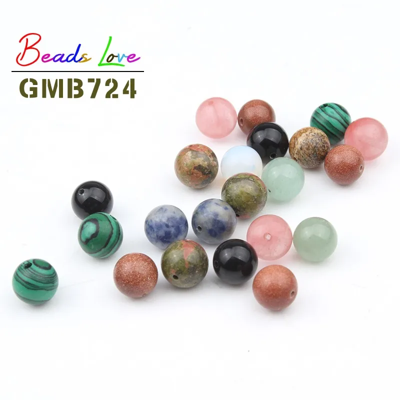 

Natural Stone Half Hole Ball Bead 8 10 12mm charms Round Loose Beads For Jewelry Making Diy Bracelet Necklace Earring 10/20pcs