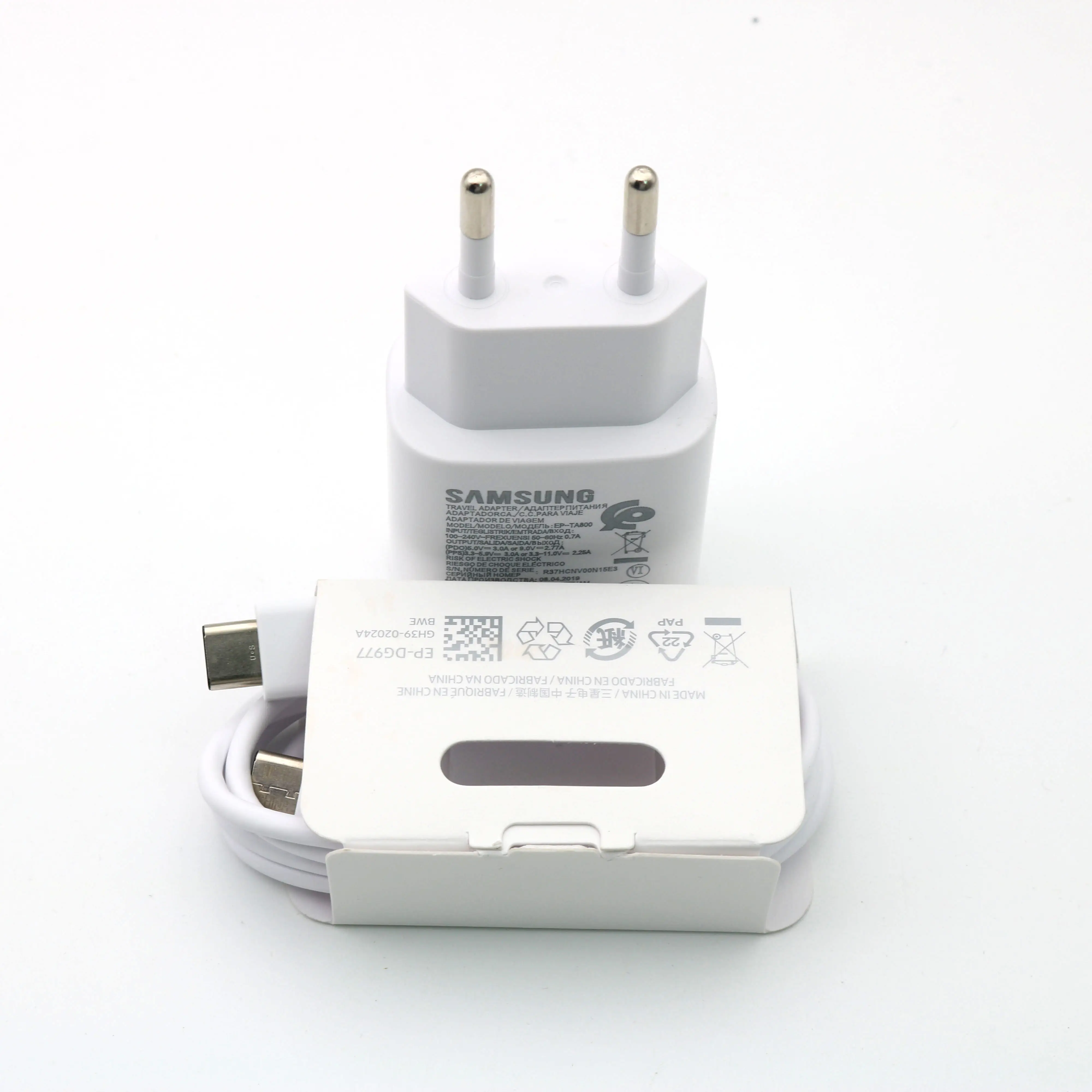White EU Add Cable Samsung Супер быстрая зарядка настенное зарядное устройство EP-TA800 для samsung GALAXY Note10 Note10 plus S10 5G S10 Plus S10Plus 5G 25W - Тип штекера: White EU Add Cable