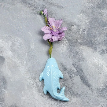 

Wall vase "Fish", blue glaze, 20 cm