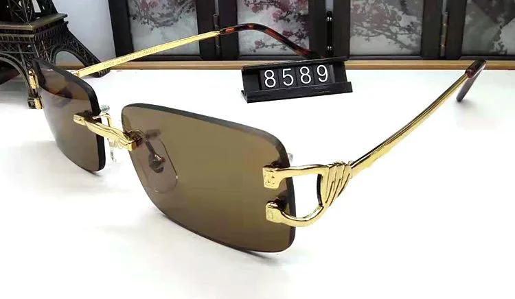 Pawes очки оправа мужские солнцезащитные очки Золотые очки без оправы для женщин антибликовые прозрачные линзы очки по рецепту 9801 - Цвет линз: B