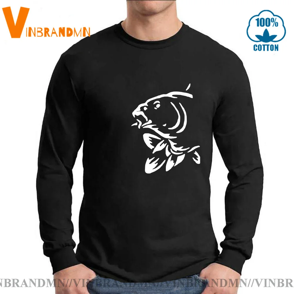 Streetwear Koi Fish Harajuku T-Shirt Divertente Pesca Tempo Libero Uomo Koi Carpa Pesce Stampa Laterale Maniche Lunghe Pescatore T-Shirt Sportiva
