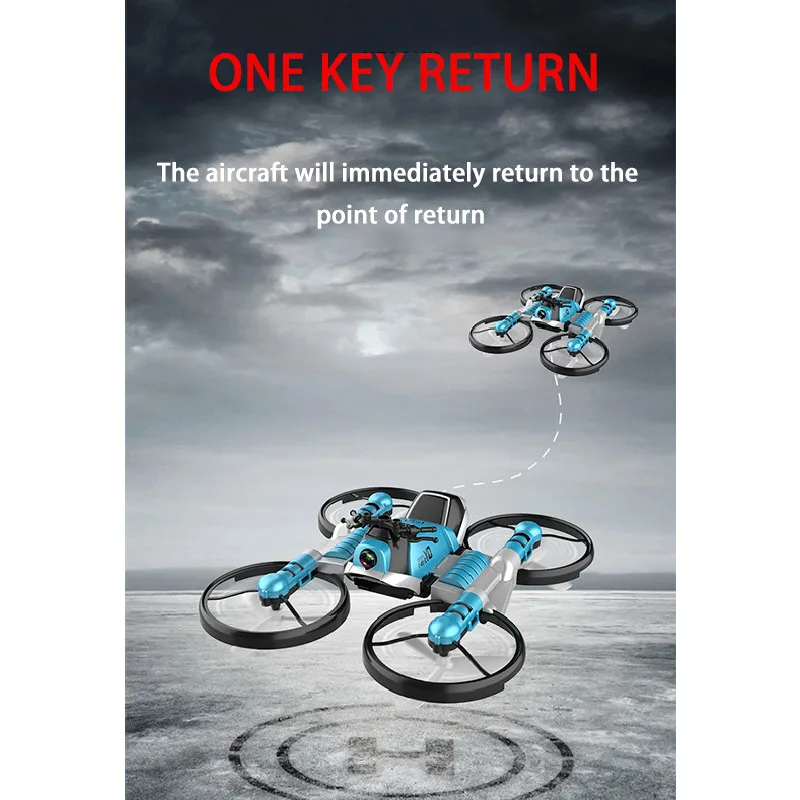 remote control flying helicopter New 2.4G 4-Axis Gyro RC Drone 3D Flip One Key Return Headless Mode RC Quadrocopter uav aircraft Motorcycle 2 in 1 rc Deformation remote control car helicopter