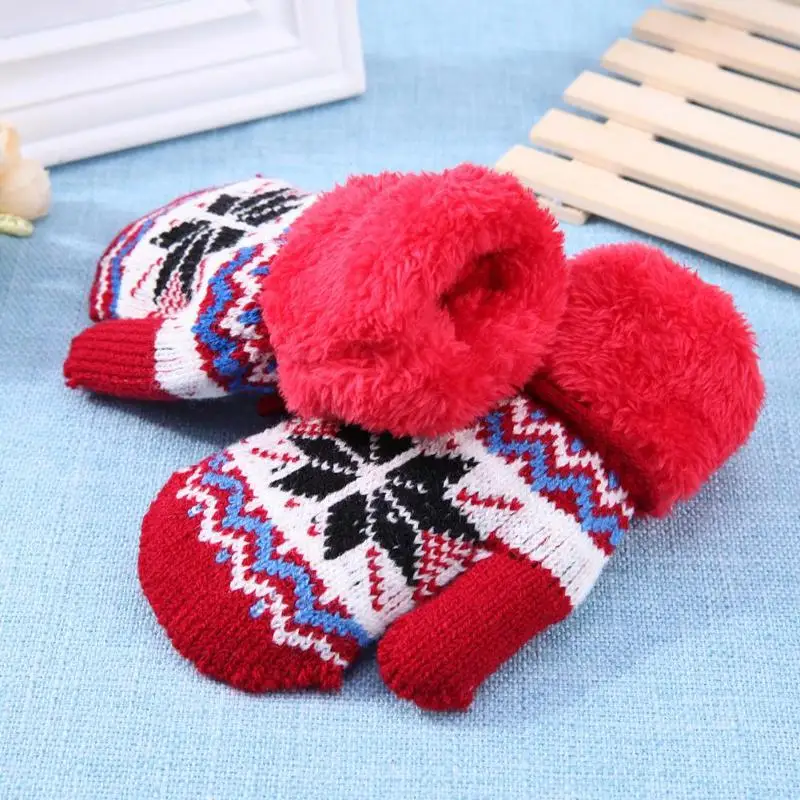 Casual Autumn Warm Unisex Children Knitted Elastic Ski Thickened Gloves