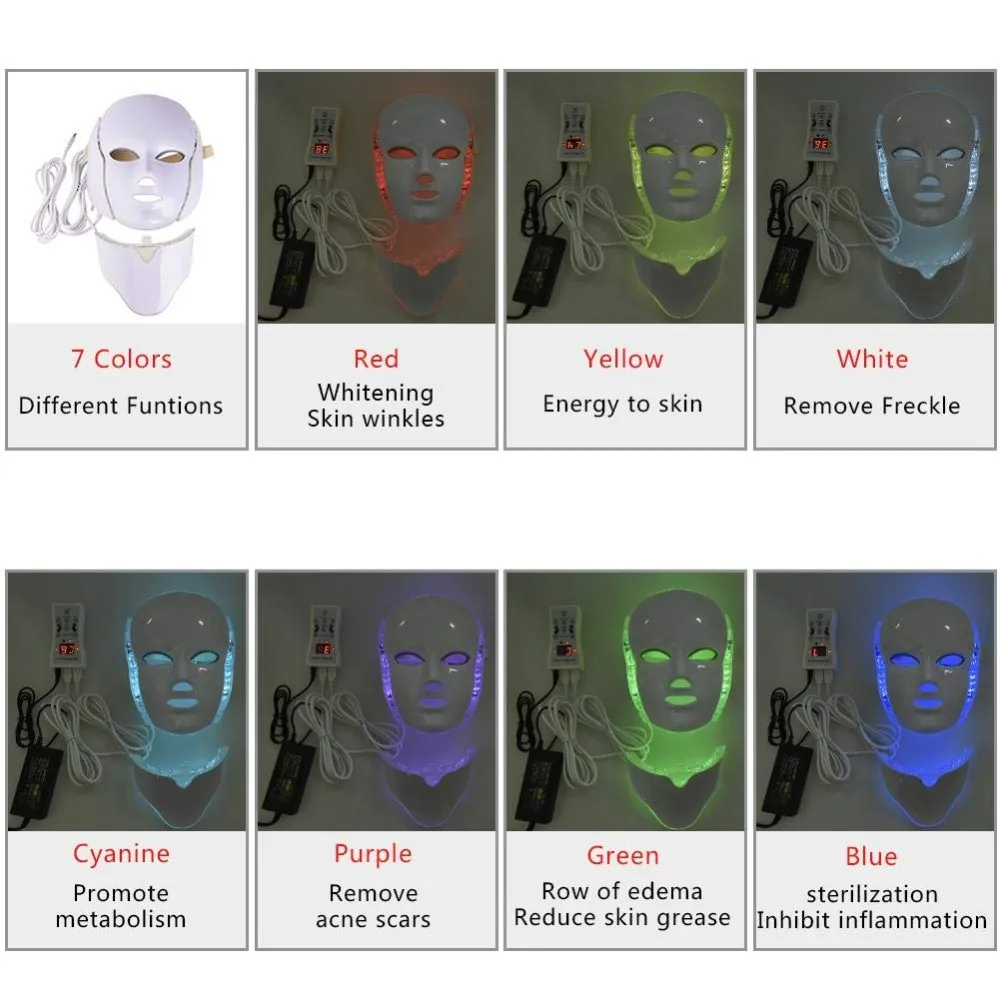 Konmison светодиодный маска для лица 7 цветов светильник Фотон затягивает поры кожи омоложение против акне и морщин терапия салон красоты