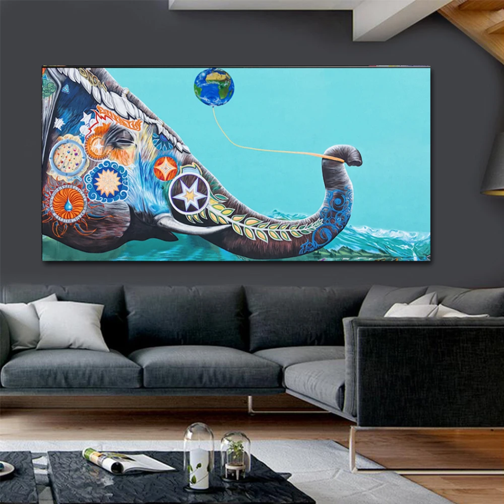 Картина маслом Wall Art цветной слон настенные декоративные холст картины для