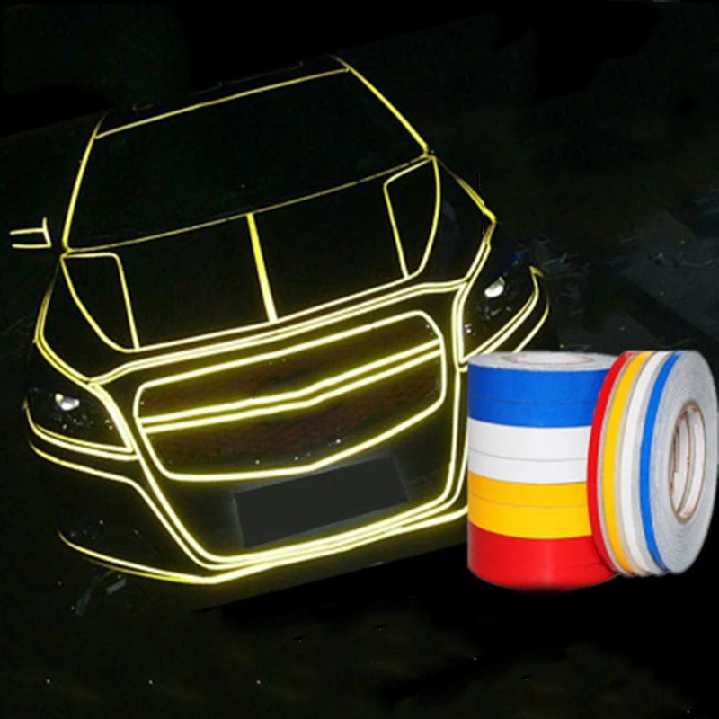 1 шт., 1 см × 45 м/150 футов, автомобильная ультраглянцевая Светоотражающая защитная лента, DIY наклейка, рулон ПВХ, красный, желтый, синий, белый
