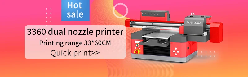 DOMSEM Automatic Cylinder Printers A3 3060 UV Flatbed Printer 30*60cm uv printing machine with Epson DX9 printhead faster speed