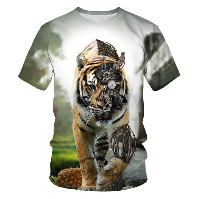 3D printing Lion Men T-Shirt Fashion O-Neck Casual Trend Short Sleeve Oversized T-Shirt Selling Punk Streetwear All-Match Tops F042