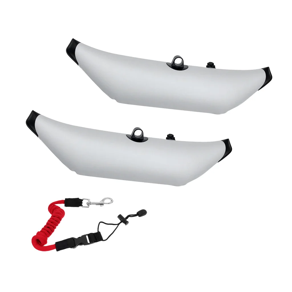 

Set 2 Premium White PVC Kayak Fishing Inflatable Outrigger Stabilizer & Paddle Leash Bolt Snap