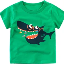 19 летняя новая стильная детская одежда; детская футболка с принтом животных из мультфильма для мальчиков; Чистый хлопок; короткий рукав; 27