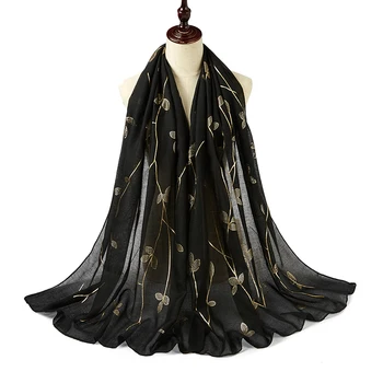 

Women's cotton hijab scarf hot stamping flower wraps muslim shawls scarves fashion headband long soft muffler pashmina 180*90