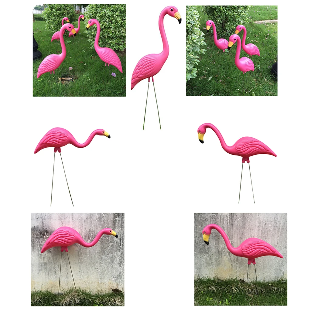 Plastic Pink Flamingo Lawn Figurine Garden Grassland Party Decor Ornament