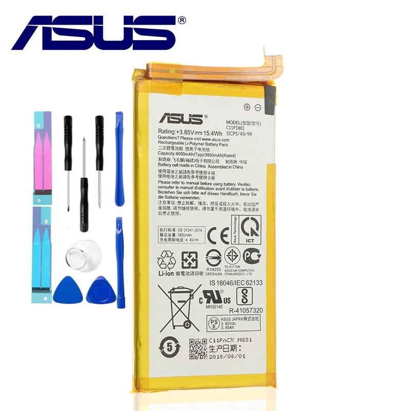 Original ASUS High Capacity C11P1801 ZS600KL Z01QD Phone Battery For ROG 1 Game 4000mAh | Мобильные телефоны и аксессуары