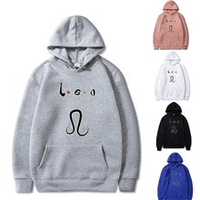 Men'S Hoodie Sweatshirt Spring and Autumn Couple Streetwear Long Sleeve Big Pocket Pullover Leo Letter Print Hoodies Harajuku