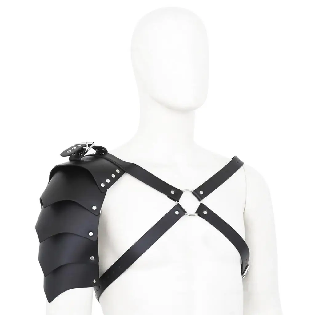 Men's Knight Leather Body Chest Harness Shoulder Armour Costume Role Play Cosplay Nightclub Lingerie Night