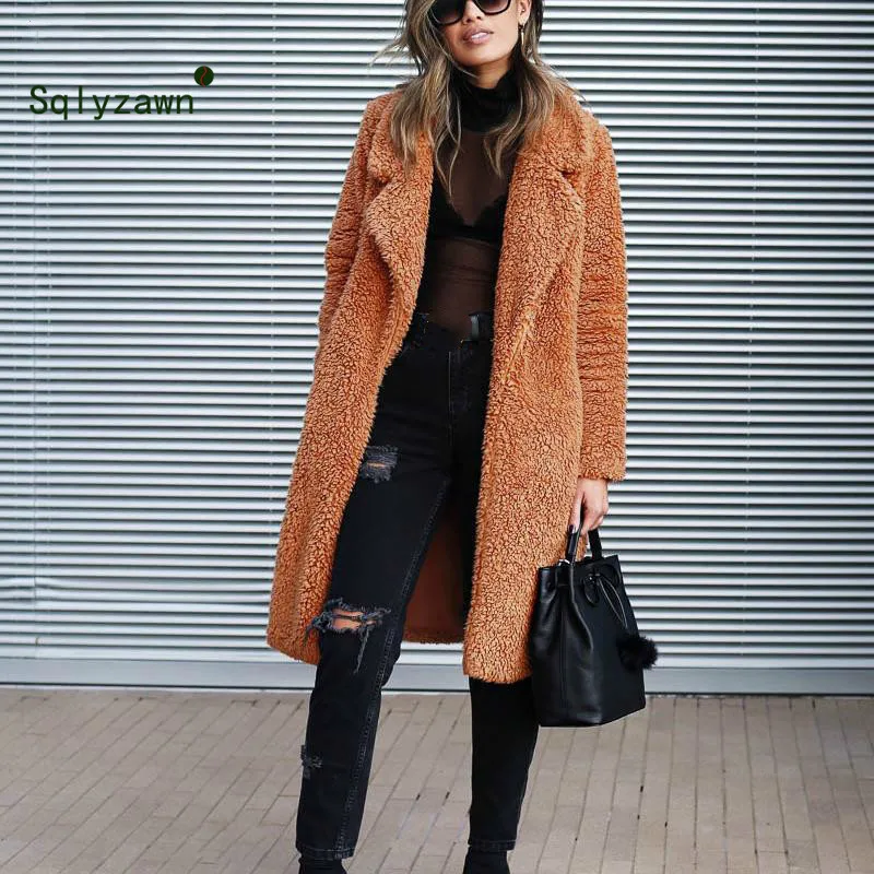 

3XL Plus Size Fashion Faux Fur Coat Women Winter Long Coat 2019 Autumn Warm Soft Zipper Teddy Jacket Female Overcoat Outwear