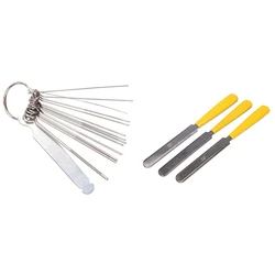 1X Guitar Nut Slotting Bridge Pin Hole Slot File Kit Saw Rods Filing Set Luthier & 1Set Carbon Steel Nut File Set