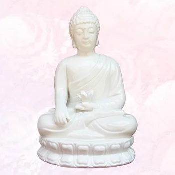 

1Pc Sacred Buddha Statue Ornament Delicate White Porcelain Crafts Adornment for Home Office