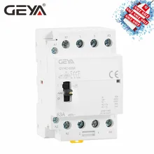GEYA GYHC 4P 40A 63A 2NC2NO 220 V/230 V 50/60HZ Din Rail бытовой AC Контактор В соответствии с стандартом вручную Управление
