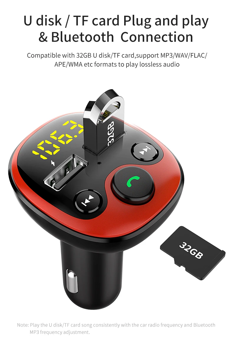 FM модулятор YIBEIKKA беспроводной Bluetooth автомобильный комплект громкой связи mp3