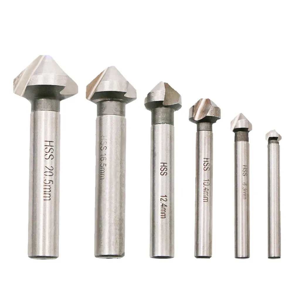 

3 Flute HSS Hard Metals Countersink Drill Bit Set Three Edge Chamfer Chamfering End Mill Cutter Woodworking Drill Bits