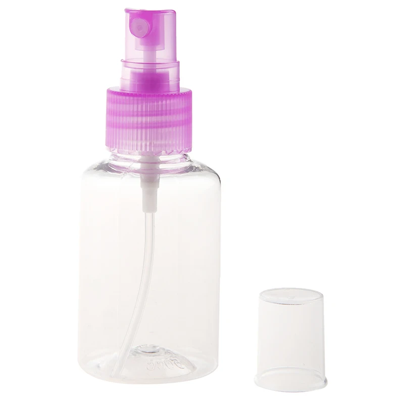 10 pcs 50ml Spray Bottle Empty Plastic Makeup Atomizer Container Pump Transparent + light purple